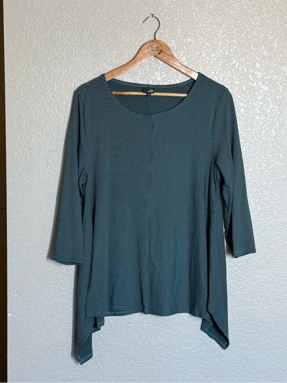 Lisa Bayne Striped Tunic Top Sharkbite Hem Large